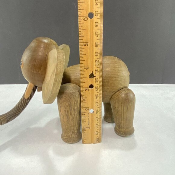 Vintage Zooline Style Jointed Wood Elephant Figurine - Picture 8 of 9